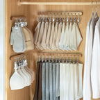 MORNITE Pull Out Hat Rack for Closet, Sliding Hooks Hanger Rack with Clips for Bras Caps Underwear Socks Scarves Gloves Handkerchiefs, Dual Side 12 Clips Rail, 2 Pcs