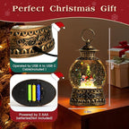 Christmas Snowman Snow Globe, Snowman Musical Snow Globe Lantern Lights with 6H Timer Battery & USB Powered, Retro Style Holiday Glitter Globe for Xmas Home Decoration Holiday Party Gifts
