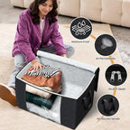 Fab totes 24 Gallons Clothes Storage, Foldable Thick Fabric Blanket Storage Bags, Containers for Organizing Bedroom, Closet, Clothing, Comforter, Organization with Handle (6 Pack,Black)