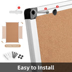 Extra Large Cork Bulletin Board 60" X 36", Silver Aluminum Framed 5'x3' Corkboard for Wall, Wall Mounted Notice Pin Board with 18 Push Pins for School, Home & Office