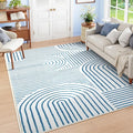 Lahome Abstract 8x10 Area Rugs, Soft Washable Blue Rugs 8x10 Living Room Rugs for Bedroom Dining Room, Ultra-Thin Accent Carpet for Office Dining Room(8x10ft,Blue/White)