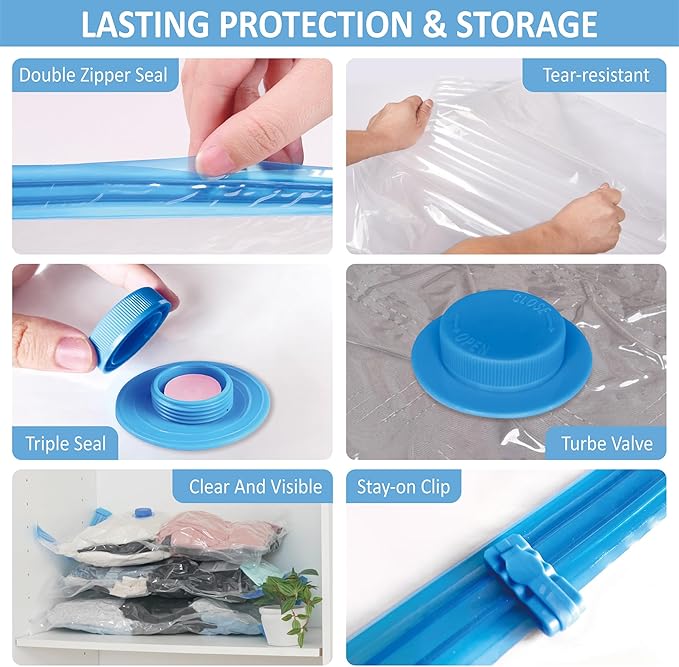 Cozy Essential Travel Vacuum Storage Bags with Rechargeable Cordless Electric Pump, Space Saver Bags for Luggage, Suitcase, Carry-On, for Clothes, Blankets, Comforters, Pillows, 12 Combo