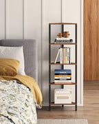TUTOTAK Corner Shelf, 5-Tier Corner Bookshelf for Small Space, Narrow Display Corner Shelf Stand with Storage Rack, for Living Room, Bedroom, Rustic Brown BS05BB005