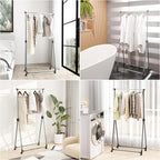 Whitmor Foldable Garment Rack - Rolling Clothes Rack - Adjustable Height Garment Rack, Heavy Duty Foldable Clothes Rack with Adjustable Hanging Rod for Home Office- Silver & Black