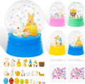 Easter Snow Globe Craft Kit - 42Pcs DIY Plastic Snow Globe Craft with Mini Resin Bunny Gnomes Egg, Make Your Own Party Favor Decor with Glitter for Classroom Activity Gift (Rabbit)