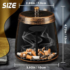 Ashtray for Cigarettes Outdoor, Outdoor Ashtray with Lid for Cigarette, Metal Odorless Windproof Smokeless AshTray for Patio Home Office Tabletop Balcony