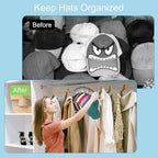 Hat Hangers for Closet, Metal 2 Pack Hat Organizer Holder for Hanger Closet Display, Hat Racks for Baseball Caps w/10 Clips, Hat Holder for Ball Caps & Accessories, for Men Women, Black