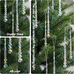 12pcs Crystal Icicle Christmas Tree Ornaments, Glass Beads Hanging Chandelier Pendants for Christmas Party Wedding Winter Decorations (Crystal AB)