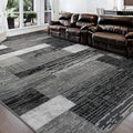 FlyDOIT Modern Geometric Patchwork Area Rug, 8x10 Grey Large Rugs for Living Room, Rockwood Collection Indoor Rugs for Bedroom, Throw Carpet Floor Decor for Entryway Dining Room Office Nursery