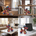 Resin Balloon Dog Sculpture - Collectible Figurines Decor for Home | Office Desktop Resin Decors Balloon Dog Decor (Graffiti Rose)