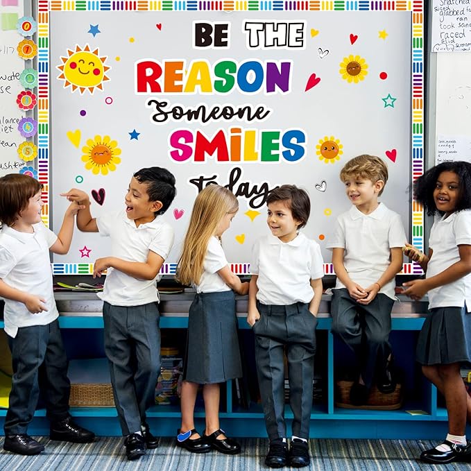 Classroom Bulletin Board Decoration Set Welcome Banner Wall Door Decor Colorful Classroom Decorations for Kindergarten Preschool Elementary Middle School(Be The Reason Someone Smile Today)