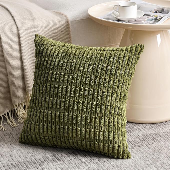 Fancy Homi 4 Packs Decorative Throw Pillow Covers for Living Room Couch Bed, Modern Farmhouse Boho Home Décor Accent Cushion Case, 26" x 26", Moss Green