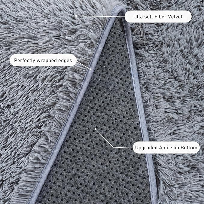 Rugs for Living Room 6x9, Soft Shaggy Modern Shag Area Rug for Bedroom, Upgrade Non-Slip Plush Fluffy Carpet for Kids Boys Girls Room Home Decor Aesthetic, Grey