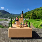 Natural Solid Wood Handcrafted Beech Wooden, Musical FigureTotoro/Carousel/Fairy/Ballerina Figurine,Rotating Hand Crank Mechanism Music Box,Musical Decorations (Prince and Princess)