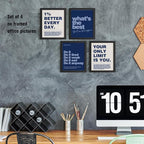 DSHFG Motivational Inspirational Office Wall Art Decor Prints Set of 4, Navy Blue Motivational Wall Decor Trendy Retro Posters for Office Home Decor, 8x10 Unframed