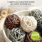 DomeStar 24PCS Brown Decorative Balls for Bowl Centerpiece, 2 Inch Rattan Balls Bowl Fillers Decor - Wicker Twig Orbs Spheres, Wedding Home Vase Table Decor