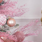 SLK 16-Pack Artificial Glitter Berry Stem Ornaments, Christmas Decorative Glittery Twigs, Picks, Branches for Tree, Wreath, Small Vase, Halloween Party (Pink)