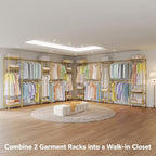 Large Clothes Rack, Clothing Rack for Hanging Clothes, Heavy Duty Garment Rack, Freestanding Wardrobe Closet with Extendable Hanger Rods, Width from 7.8 to 10.8 ft, H11 Gold