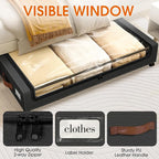 Under Bed Storage with Wheels 2Pack Storage Containers with Clear Window&Label Under Bed Drawers Rolling Under Bed Storage for Clothes,Shoes, Blankets (30.71 x 16.93 x 6.69 in, Black)