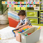 Suzile Interlocking Plastic Book Bins Bulk Classroom Organizers with Labels Magazine File Holder Boho for Teacher Supplies Library Office Home Storage Container(Classic Colors,6 Pcs)