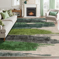 Ciicool Modern Abstract Rug for Living Room, 5'x7' Machine Washable Area Rug Non-Slip Rug, Low-Pile Contemporary Indoor Dining Floor Carpet for Bedroom Office Under Table Home Decor Green