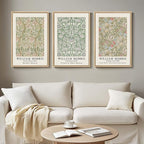 Framed William Morris Canvas Wall Art for Living Room, 3 Piece Large Vintage Sage Green Artwork for Walls Nature Floral Botanical Picture Prints for Bedroom, Hallway, Home Office Wall Decor, 16x24