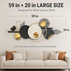 JFUJFU Large Modern 3D Wall Art - Black White & Gold Textured Abstract Wall Sculpture for Home Office & Bedroom Decor
