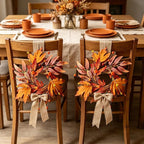 6 PCS Mini Fall Wreaths for Kitchen Cabinet 9 Inch Fall Maple Leaf Wreath for Front Door Small Autumn Hanging Wreath Thanksgiving Candle Ring for Farmhouse Home Porch Wall Window Table Decoration