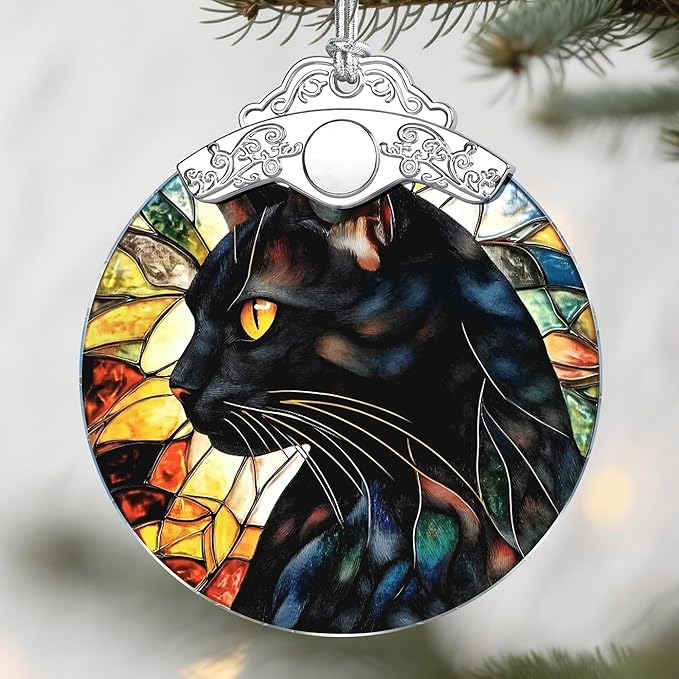 Christmas Ornaments: Christmas Tree Decorations, Black Cat Holiday Decor, Stocking Stuffers, Gift Ideas, Xmas Gifts & Gift for Cat Lover