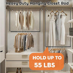 Hanging Closet Rod Adjustable Width Height Closet Rods For Hanging Clothes Black 2 Pack Closet Extender Hanging Rod Clothes Space-Saving Hanging Bar Organizer