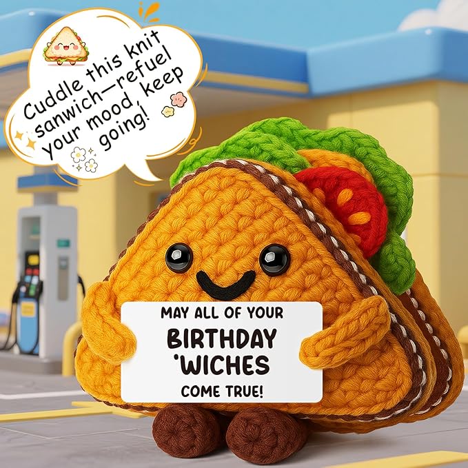 MY-ALVVAYS Birthday Funny Sandwich for Teen Friend Student Mother Father Daughter Son, Handmade Birthday Appreciation Present, Cute Cheer Up Gift for Women Men Collectible Dolls