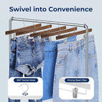 SereneLife 10 Pack Skirt and Pant Hanger with Adjustable Non-Slip Steel Clips, Premium Wooden, 360° Swivel Hook & 10 lb Capacity – Space-Saving Heavy-Duty Hangers for Jeans, Shorts & Slacks (Brown)