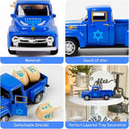 Hanukkah Home Decor, Mini Metal Hanukkah Truck with Wood Dreidel Decor - Festive Jewish Holiday Decor for Tabletop, Hanukkah Gift for Jewish