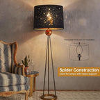 Black Lampshades Set of 2, Drum Lamp Shades with Sky Stars Design, 11.6" x 12.6" x 9.8" Inches Medium Lampshades for Table Lamp, Floor Lamp, Pendant Light, Harp Holders Included, Easy Assembly
