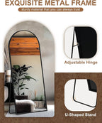 Delma Full Length Mirror, Large Floor Mirror for Wall, Bedroom, Bathroom, Living Room with Aluminium Frame (Stand, Arch 70x30, Black)