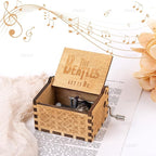 AUEAR, Let It Be Wooden Music Box Hand Crank Laser Engraved Vintage Musical Small Unique Gift for Birthday Wedding Christmas Valentines Day (Style E)