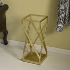 Vintiquewise Decorative Gold Square X Design Umbrella Holder Stand for Indoor and Outdoor