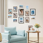 Vittanly 15 Pack Picture Frames Collage Wall Decor, Multi Sizes Including 3pcs 8x10, 6pcs 5x7 and 6pcs 4x6 Photo Frames, Gallery Frame Set for Wall or Tabletop Display, Black, Brown and White