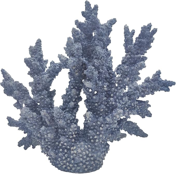 Etlemonde Beach Coastal Blue Coral Reef Decor Resin Statue - Faux Sea Coral Reef for Bathroom Shelf, Coffee Table, Nautical Beach House Home Decor Accent