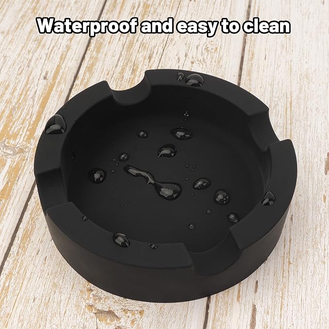 Outdoor Cigar Ashtrays Unbreakable Large Round Ring Gauge Silicone Ashtrays for Patio/Outside/Indoor/Home Decor with 4 Rest Cigar Holder Ash Tray Minimalistic