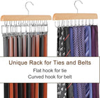 TOPIA HANGER 40 Hooks Belt Tie Hanger Space Saving for Closet, 2 IN 1 Belt Ties Racks Max 60 Belts with 60 Ties Capacity, Curved with Flat Hooks for Belts,Ties,Bras,Closet Organizers and Storage CT70N