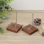 Hipiwe 2 Pack Crystal Display Stand Adjustable Metal Arms Display Stand Easel with Wooden Base for Displaying Geodes Rock Mineral Agate Coral Seashell and Small Collectibles,Medium