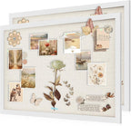 AKTOP 2 Pack White Cork Bulletin Board with Linen 20" X 30", Large Framed Corkboard for Wall, Hanging Pin Board Picture Board for Home Office Decor, Cute Vision Board with Pushpins