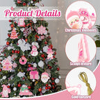 Pink Christmas Ornaments for Tree Decorations–12pcs PVC Pastel Pink Ornaments for Christmas Tree Decor