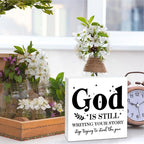 Farmhouse Decor, Christian God Home Decorations, Aesthetic Entry Way Table Shelf Wood Box Decor, Living Room Table Accessories, Boho Office Decorations For Work (02)