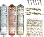 3pcs Mezuzah Metal Blessing Mezuzah Case with Scroll English & Hebrew Blessing Scripture for Decorating House, 5.3" Height