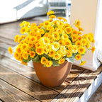HyeFlora Dahlia Spring Artificial Flowers for Outdoors Fake Plants, 6 Bundles Outside Silk Daisy Realistic UV Resistant Faux Flowers for Outdoor Planters Porch Patio Yard Garden Home Decor, Yellow