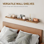 RALGEND Floating Shelves for Wall, 1.5" Thick Wall Shelf Set of 3 with Invisible Brackets, 15.7L x 7.9W Hanging Shelves Farmhouse Home Decor for Bathroom, Living Room, Bedroom, Rustic Brown 4301BJP3BF
