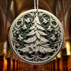 Jabihome Christmas Ornaments 2025, Exchange for Women, Men, Collectible Dated Year Ornaments for Tree, Unique Acrylic Suncatcher, Printed Stained Glass Effect Decor (Swirl Pine)