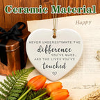 Never Underestimate the Difference You’ve Made, and the Lives You’ve Touched - Appreciation, Farewell, Going Away, Goodbye, Leaving & Retirement Gifts for Coworker, Employee | Heart Christmas Ornament